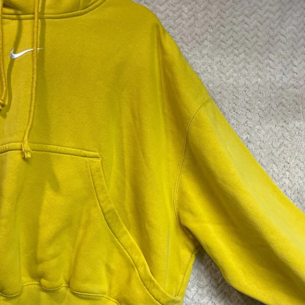 Nike Center Swoosh Yellow Oversized‎ Boxy Pullover Hoodie Streetwear Small